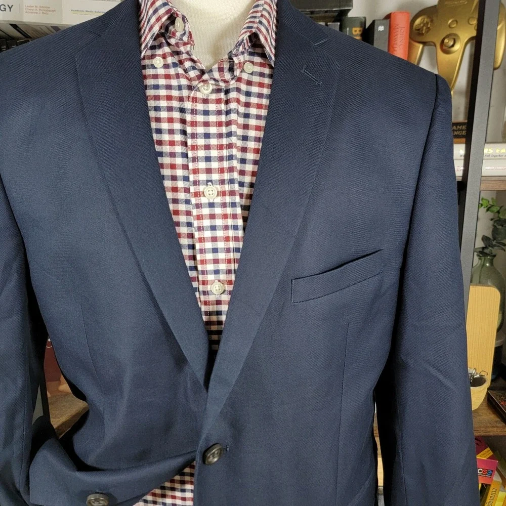US POLO ASSN Men's Sport Coat Blazer‎ Two Button Navy Blue 100% Cotton Size 44R